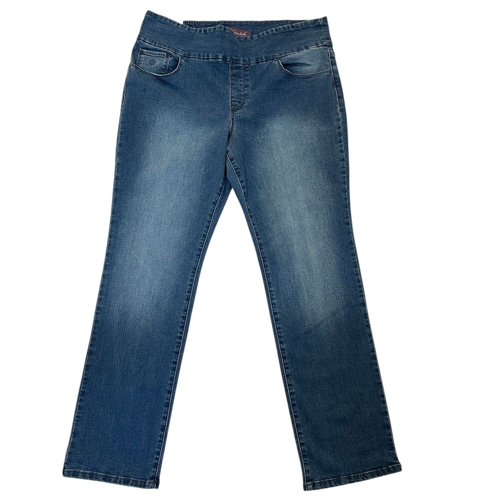 Gloria Vanderbilt Amanda Blue Slim Leg Super Stretch Jeans Womens 14 Short